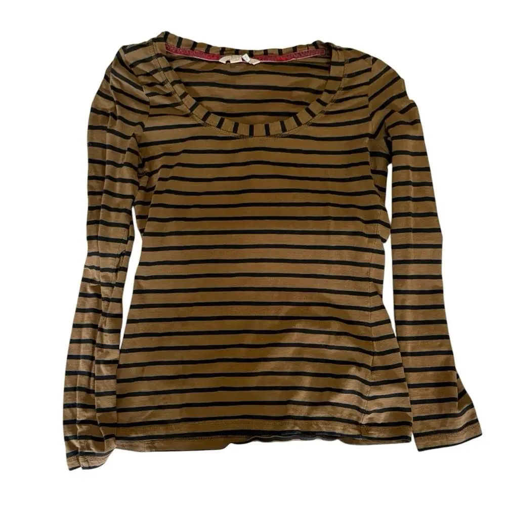 Boden long sleeve brown/black scoop neck tee - size 10